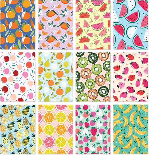 S&O Fun Fruit Notepad Theme Set with 12 Unique Designs - Brightly Colored 3.5x5" Mini Notebooks That Fit Anywhere - Durable Pocket Notebook Pack -...