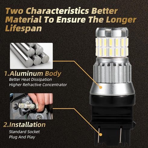 3157 Led Bulb,Reverse Light Bulb,Car Accessories Super Bright Low Power 3157 4157 3057 3156 LED Bulbs with Projector,Brake Stop Tail,Led Tail Ligh...