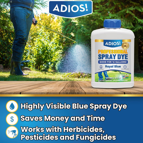 Professional Blue Spray Dye Marker, Makes 16 Gallons of Indicator for Grass and Lawn Care, Safe for Mixing (8oz)...