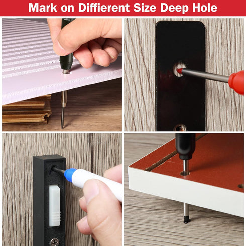 Hiboom Mechanical Carpenter Pencil Set, 3 Pcs Carpenter pencil with Sharpener and 12 Pcs Refills, 3 Pcs Deep Hole Marker, Heavy Duty Construction ...