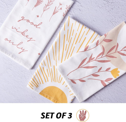 Folkulture Kitchen Towels or Tea Towels, 20 X 26 Inches Cotton Modern Dish Towels or Dishcloths, Set of 3 Dish Cloth or Flour Sack Hand Towel for ...