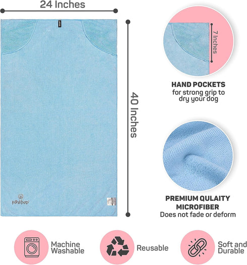 Dog Towel Super Absorbent Quick Drying Super Soft Microfiber Pet Towel for Dogs, Cats and Other Pets (40 x 24 Inches, Pink and Blue)...
