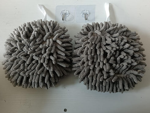 Ivymei 2 Pack Chenille Hand Towels,Kitchen Hand Towels with Loop,Hanging Hand Towels for Bathroom,Soft Absorbent Hand Bath Towels(2 Grey)...