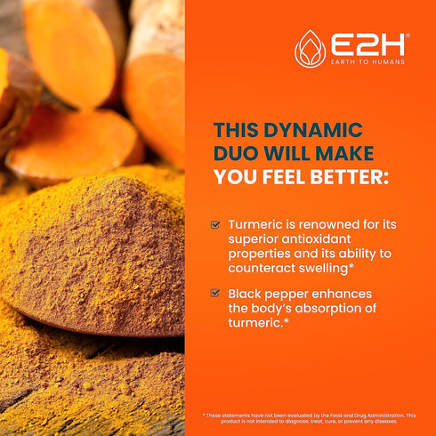 E2H Liquid Turmeric Curcumin for Better Absortion - Natural Joint Support - Turmeric Root Extract with Black Pepper Seed - Boost Your Health - Veg...