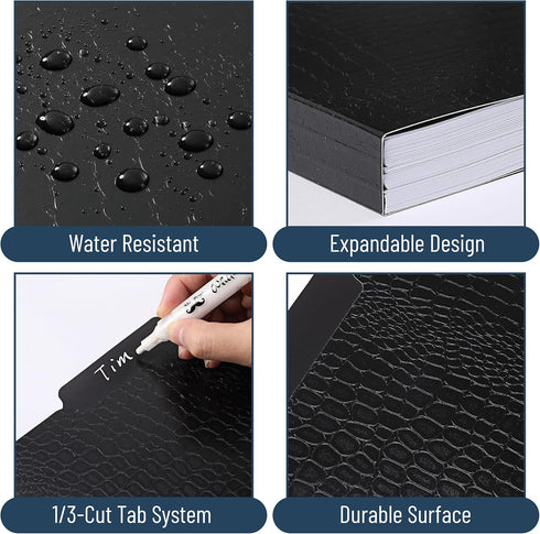 Mr. Pen- File Folders, 9.4" x 11.7", 3 Pack, Black Leather Design, Letter Size File Folders, Office File Folder, Filing Folders, Files Folder, Fil...