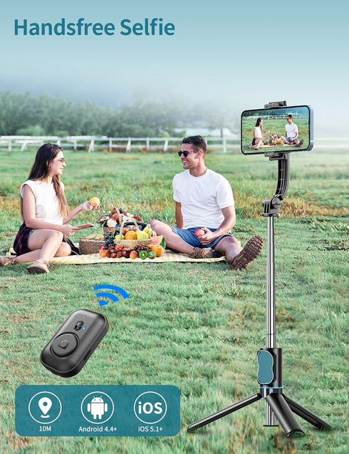 Selfie Stick, 41'' Extendable Phone Tripod Stand with Phone Holder & Detachable Remote, 360° Rotation Selfie Stick Tripod for Cell Phone Compatibl...