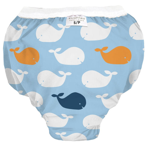 Kushies Baby Waterproof Training Pant (33-38 Pounds), Blue Whales, Large...