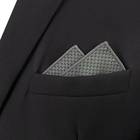 S&W SHLAX&WING Mens Tie Dark Gray Charcoal Gray Matching Pocket Square Only...