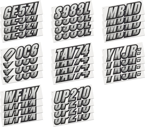 STIFFIE Techtron Silver/Black 3" Boat & PWC Registration Decals • Numbers Letters Stickers...