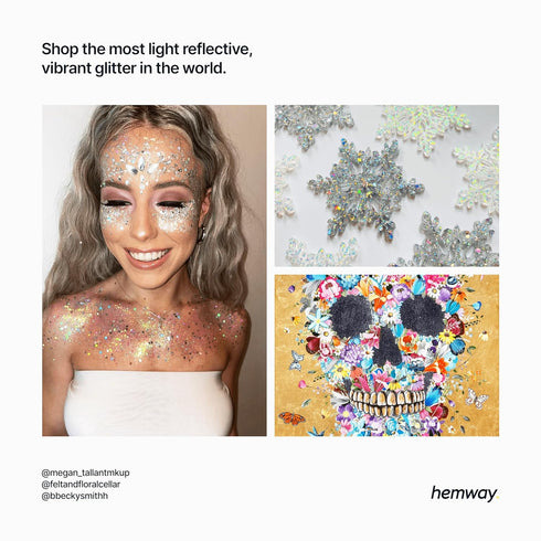 Hemway Craft Glitter - Silver Holographic | 100g Fine Metallic Sequin Flakes for Resin & Epoxy Crafts | Supplies for Tumblers, Cards, Jewellery, C...