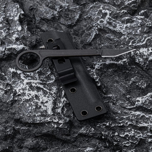 Fixed Blade Knife, 440C Blade Stainless Steel Handle, Tactical EDC Knife with Kydex Sheath, Outdoor survival Knife for Hiking, Camping OS108 (Blac...