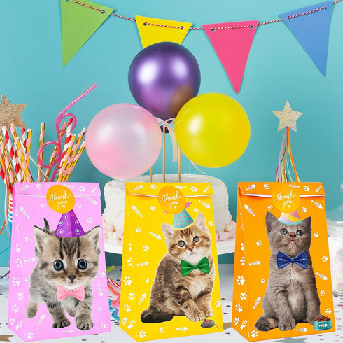 Cat Gift Bags Kitten Paper Goodie Candy Treat Bags for Kids Birthday Pet Adoption Cat Theme Party Decoration Supplies Favors Kitten Themed Goodie ...