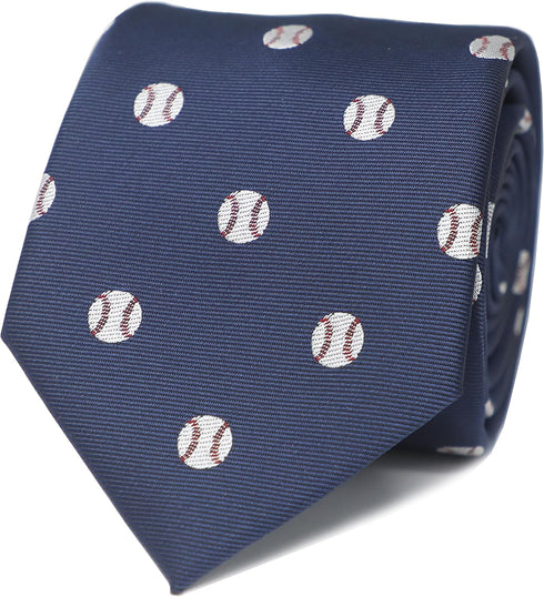 Sports Baseball Necktie With Box White Baseball Ball Navy Tie...