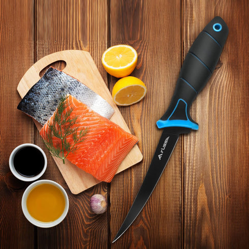 FLISSA Fish Fillet Knife, 6" Fishing Knife & Bait Knife with Protective Sheath, Non-Slip Handle, Belt Clip and Razor Sharp 8Cr13MoV Stainless-Stee...