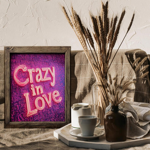 Posterizer 1 pcs-crazy in love-neon art-Valentine's inspired poster-Romantic Art-Holiday Poster Collection-Gift for Couples boyfriend girlfriend H...