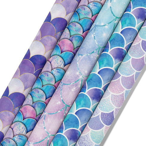 VIVIQUEN 24 Pack Mermaid Pattern Double-Sided Paper, 12-inches Purple Textured Scrapbook Paper Craft Paper Folded Flat for DIY Background Card Mak...