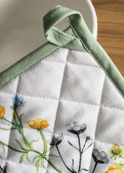 Maison d' Hermine Pot Holders Set 100% Cotton Heat Resistant Potholders 8" x 8" Hot Pads with Loop BBQ, Cooking, Baking, Grilling, Kitchen, Handli...