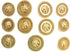 Antique Designer Lion Gold Buttons Sets for Dress and Coats 11pc. (5-7/8 (24mm)/ 6-3/4''(19mm))...