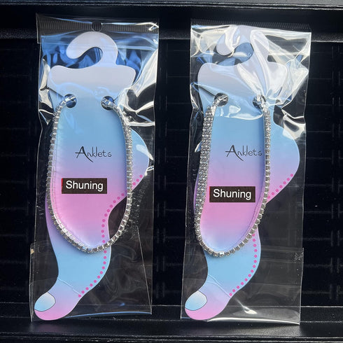 Shuning Sexy Anklets for Women Crystal Rhinestone Stretch Tennis Ankle Elastic Bracelet (2Pcs Silver)...