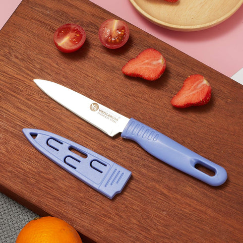 4 Pieces Kitchen Knife Set Stainless Steel Blade, Paring knife for Fruit and Vegetable with Matching Covers Colorful Combo Lovely Pink Color Gift ...