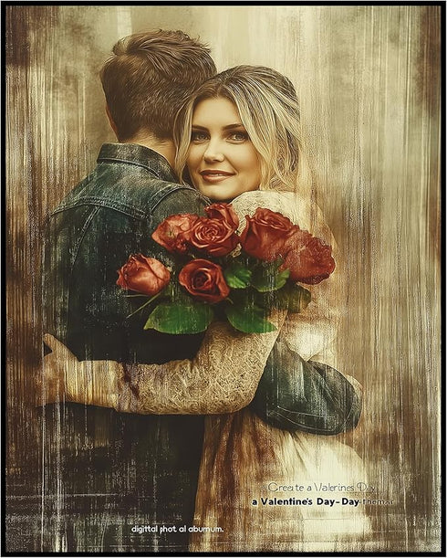 Posterizer 1 pcs-Valentine’s Day-themed digital photo album cute poster -2-Romantic Art-Holiday Poster Collection-Gift for Couples boyfriend girlf...