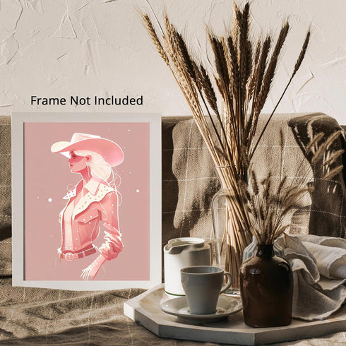 Posterizer 1 pcs-pastel pink cowgirl-Western Art-Abstract & Modern Art-Gift for Men Women Entrepreneur Teens-Living Room Bedroom Decor- UNFRAMED W...