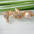 Navachi 18k Gold Plated Multi-Color Crystal Sea Horse Pearl Brooch Pin...