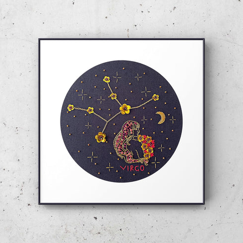 mozhijing constellation Embroidery Kit for Adults with Stamped Pattern, Round Beads for Embroidery DIY Crafting,Cross Stitch Beginner Kits with Fr...