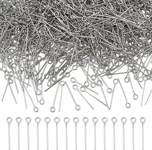 NBEADS 2000 Pcs 1.57 Inch in Length 304 Stainless Steel Eye Pins Open Eye Pins Headpins Jewelry Making Findings...