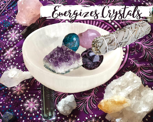 Worldly Finds Selenite Crystal Smudge Bowl 4 Inch, 6 Sizes, Hand-Carved, Moroccan Crystal Holder to Charge, Cleanse Crystals, Charging, Smudging B...