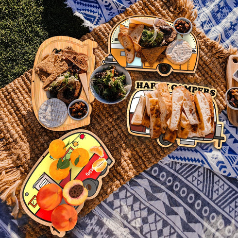 Camper RV Decor Bamboo Travel Cutting Board, Camping Gifts for Women Couple RV Owners, Retro Camp Cutting Board RV Camping Must Haves, RV Accessor...