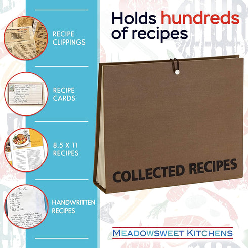 Meadowsweet Kitchens Recipe Binder - Recipe Book to Write in Your Own Recipes with Dividers | Accordion Style File Organizer for Recipe Cards, Cli...