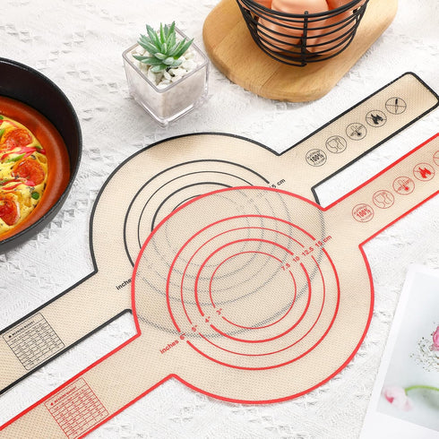 Nuenen 2 Pcs Silicone Baking Mat for Dutch Oven Bread Baking Non Stick Bread Mat Bread Sling Dutch Oven with Long Handle 0.7 mm Thickened Baking B...