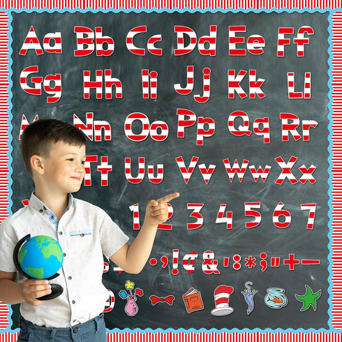 228 First Day of School Seuss' Letters Cutout Bulletin Boards, Numbers Punctuation Symbols Back to School Bright Bulletin Board Letters Accents Po...