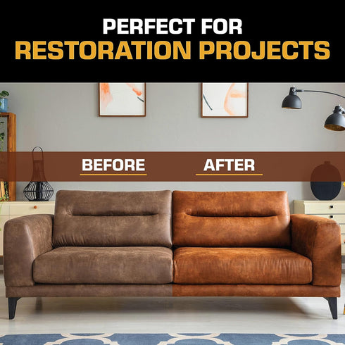 FORTIVO Leather Recoloring Balm with Mink Oil, Couch Repair Kit, Leather Dye and Restorer for Furniture - Black...