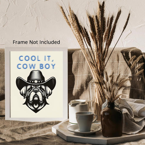 Posterizer 1 pcs-cool it cowboy-Cute dog retro poster-Western Art-Art for Animal Lovers-Decor for Home & Office- unframed wall art...