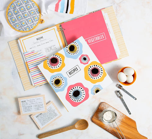 C.R. Gibson Bloom Double Sided Recipe Card Set, 4" W x 6" L, Yellow...