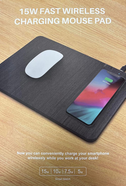 Wireless Charger Mousepad Charger Fast Cell Phone Charger Charging 15W QI Certified CASE-Friendly Cell Phone Charger (Black)...