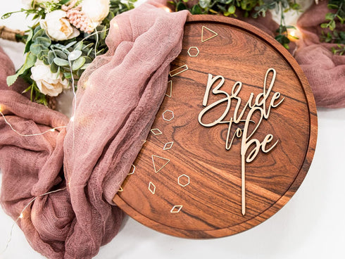LS Designs Bride to Be Rustic Wood Cake Topper - 4 1/4 in x 7 1/4 in - Bridal Shower Rustic Decorations Bridal Cake Topper Bride to Be Topper Wood...