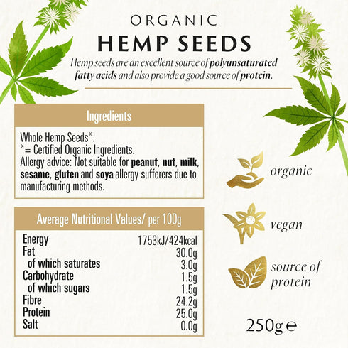 BIONA Organic Hemp Seeds, 250 GR...
