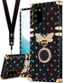 Loheckle for Samsung Galaxy A02s Phone Case for Women, Designer Square Cases for Galaxy A02s Phone Case with Ring Stand Holder and Lanyard, Stylis...