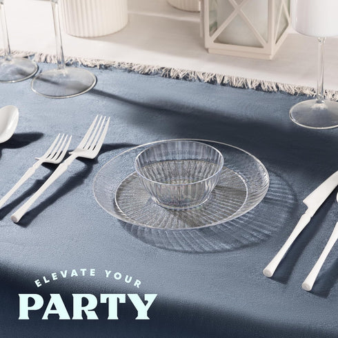 PLASTICPRO 30 Pack Crystal Like Clear Disposable Plastic Plates Dinner Dishes 6 ounce Bowls for Special Occasions Parties...