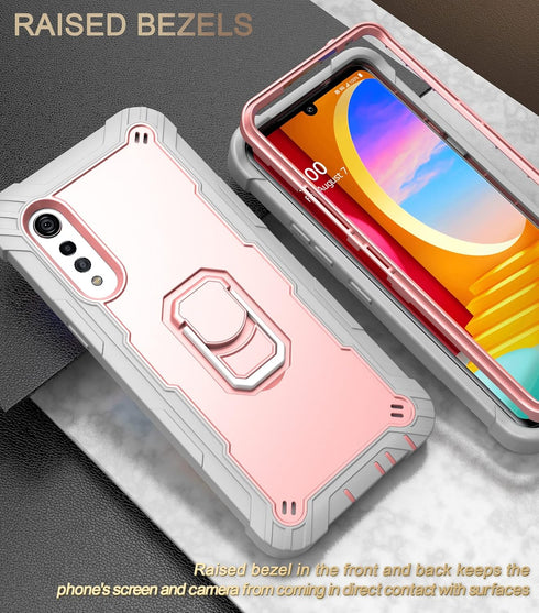 Asuwish Phone Case for LG Velvet 5G/LG Velvet Verizon G5 UW T-Mobile 2020 Cover with Ring Holder Stand Shockproof Hard Full Body Heavy Duty Cell A...