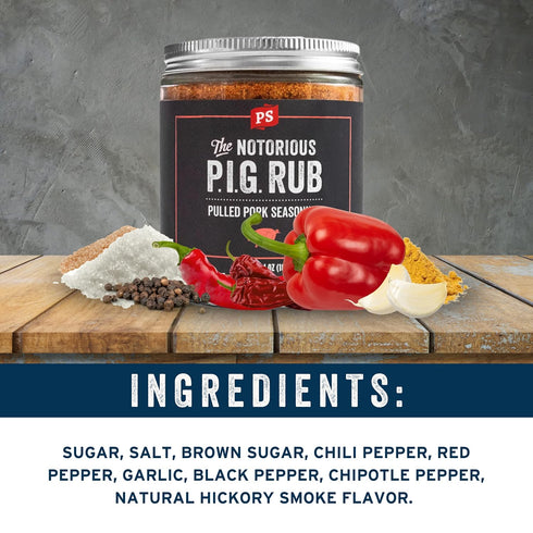 PS Seasoning NOTORIOUS P.I.G.- Pulled Pork Rub, Rib Rub Seasoning, Dry BBQ Rub, Seasoning for Smoking and Grilling, Dry Meat Rub for Pulled Pork B...