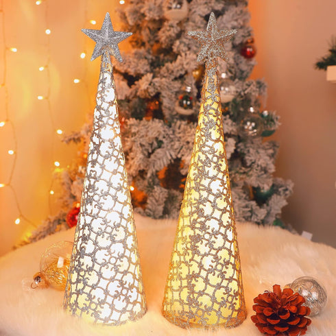 Juegoal Lighted Christmas Table Decorations with Star and 10 LED Lights Battery Operated, Indoor Xmas Thanksgiving Holiday Wedding Party Tabletop ...