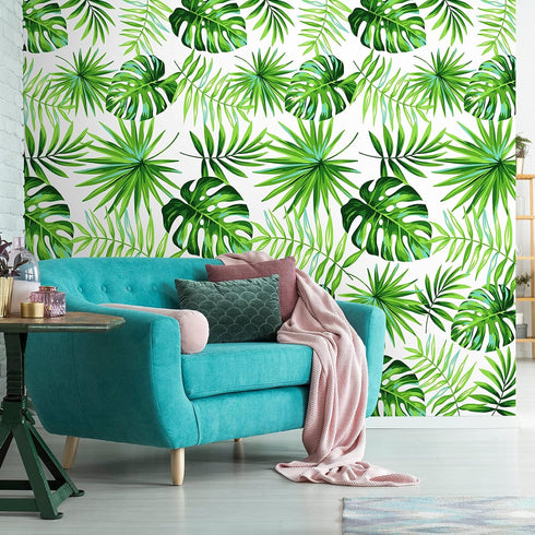 Tatuo 2 Pieces Palm Leaf Table Covers Hawaii Green Leaves Tablecloths Tropical Leaf Table Cloths and 2 Pieces Palm Leaves Banners Decorations for ...