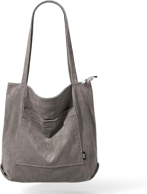 KALIDI Women Corduroy Tote Bag Large Shoulder Tote Bag with Zipper Pocket Casual Hobo Handbag Big Capacity Shopping Work Bag...