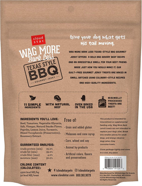 Cloud Star Wag More Bark Less Jerky Grain Free Dog Treats, Texas BBQ Beef, 10 oz. Pouch...