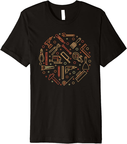 Construction Tools Set - Woodworking Carpenter or Woodworker Premium T-Shirt...