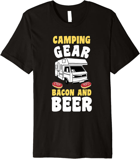 Camping gear bacon and beer Premium T-Shirt...